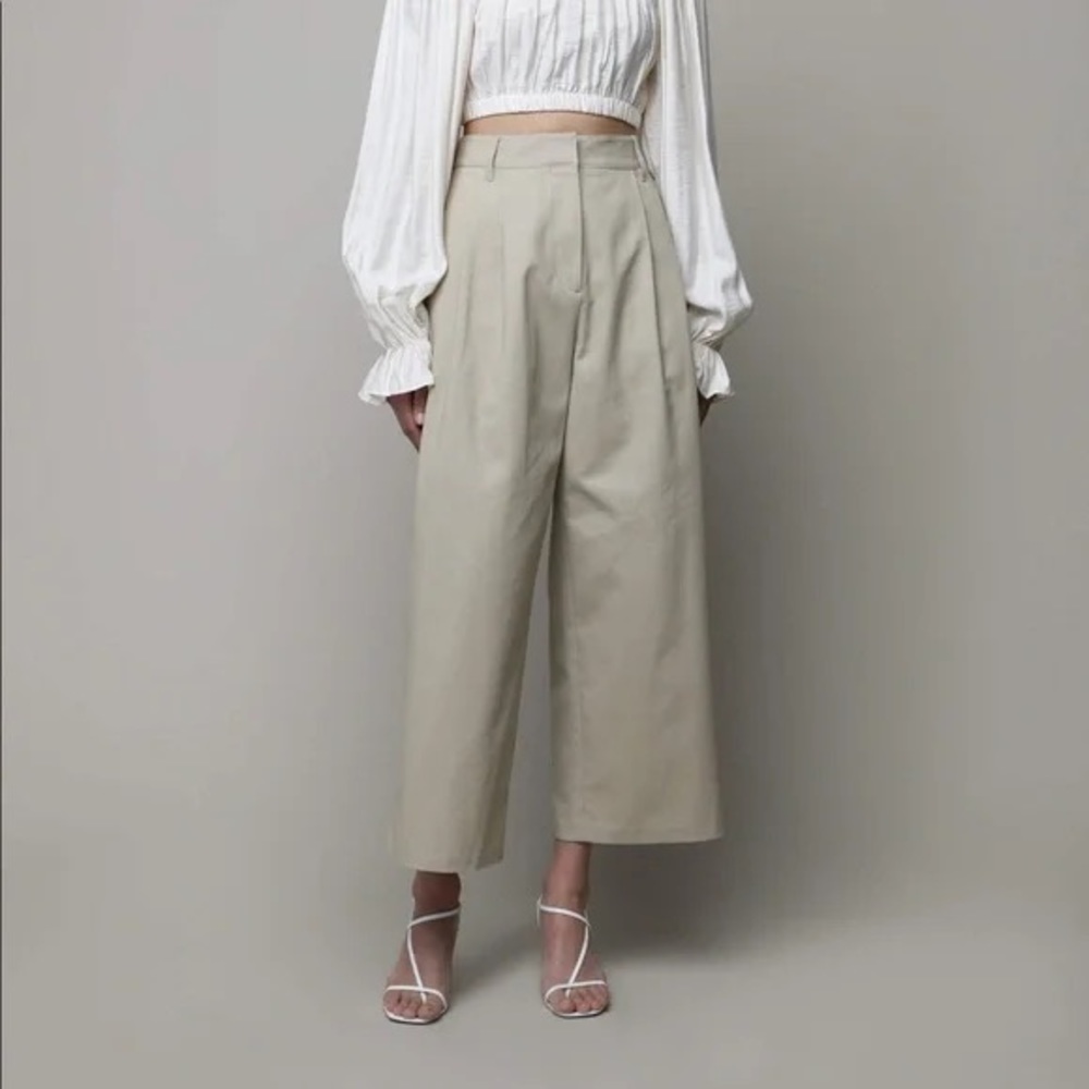 OAK + FORT Beige Wide-Leg Pants
